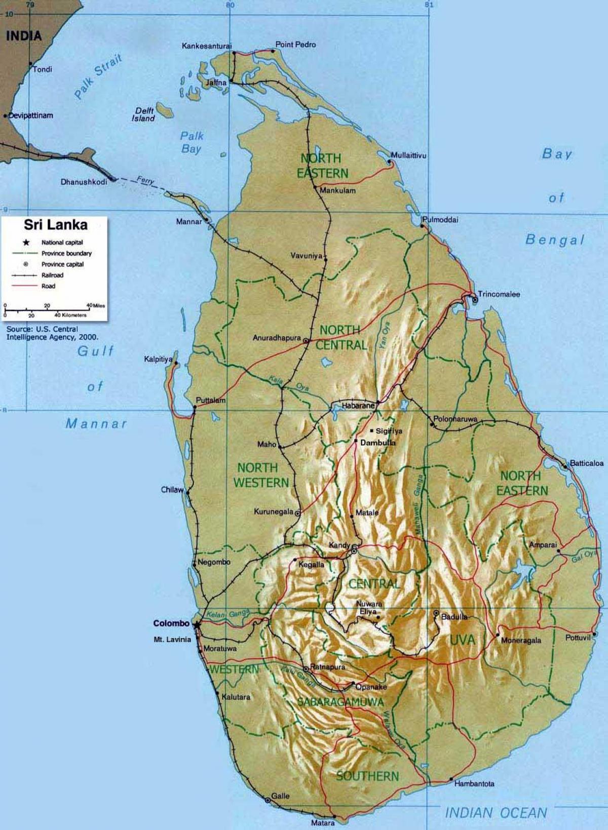 montañas de Sri Lanka mapa