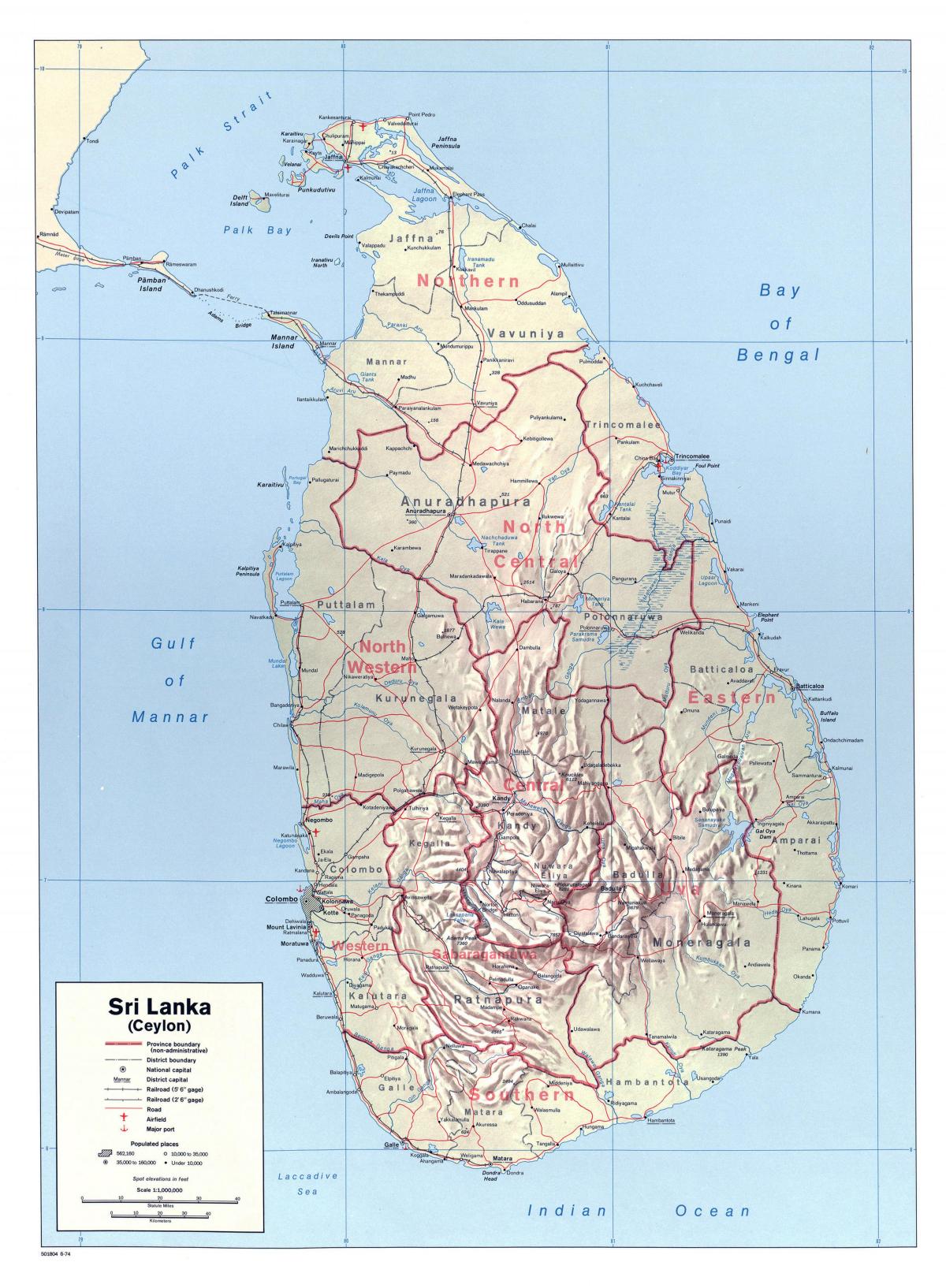 mapa de Sri Lanka con ciudades