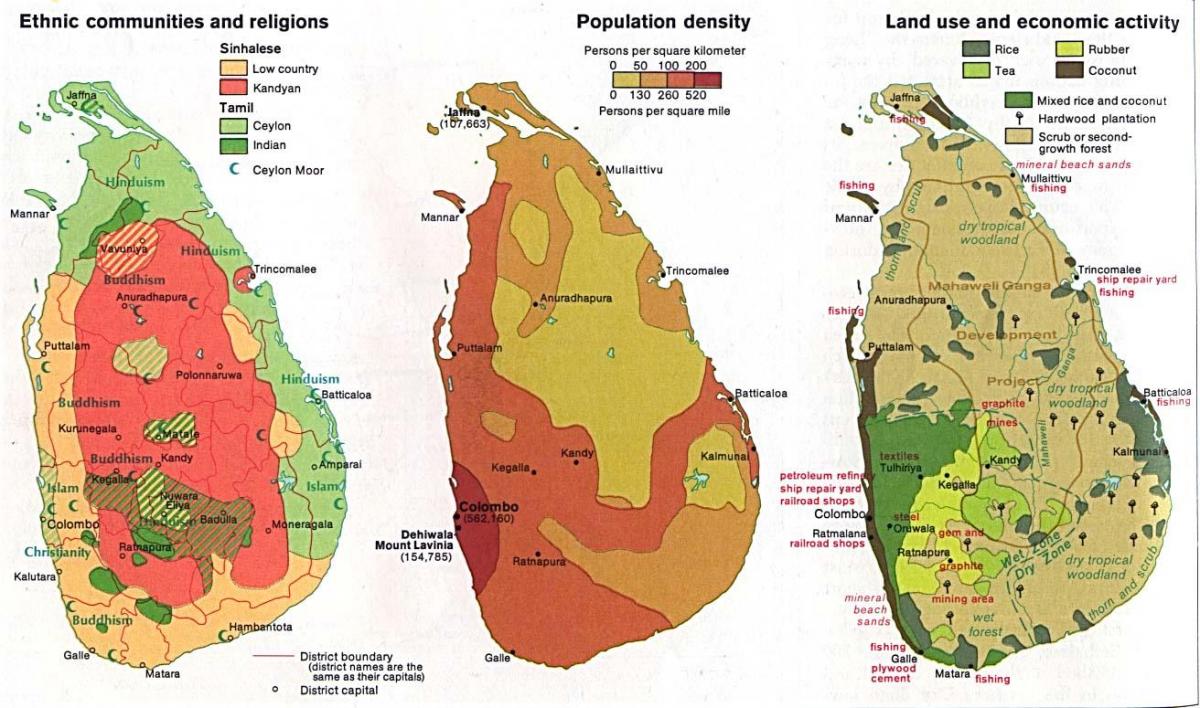 mapa de Sri Lanka la agricultura