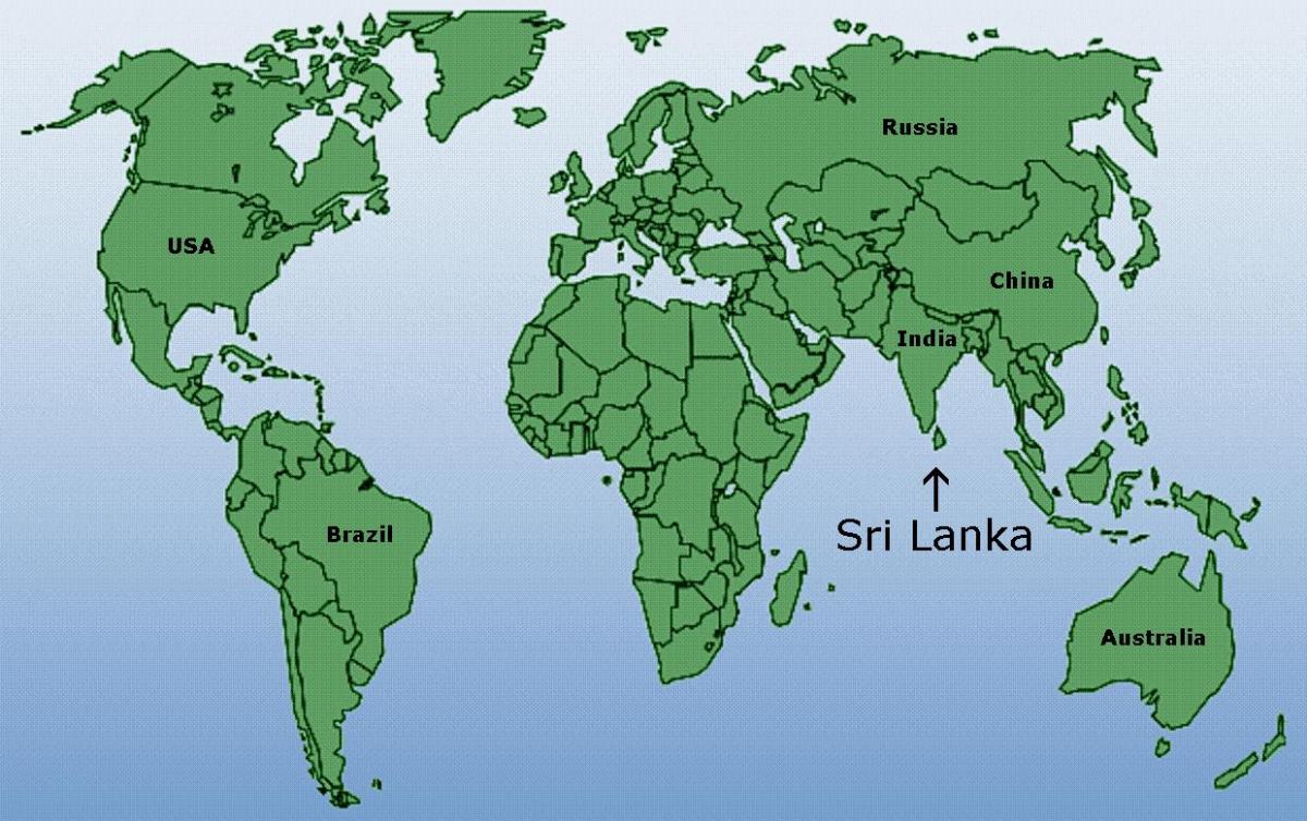 mapa del mundo que muestra Sri Lanka