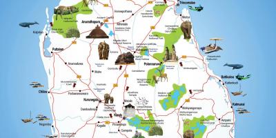 Lugares turísticos en Sri Lanka mapa