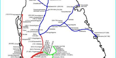 Ferrocarril de la ruta de mapa de Sri Lanka