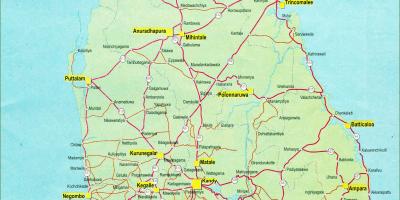 Mapa de Sri Lanka mapa con la distancia