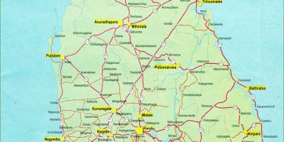 Carretera de la distancia de mapa de Sri Lanka