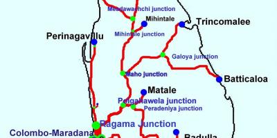 Los trenes en Sri Lanka mapa