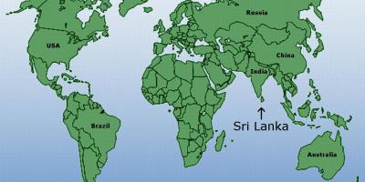 Mapa del mundo que muestra Sri Lanka