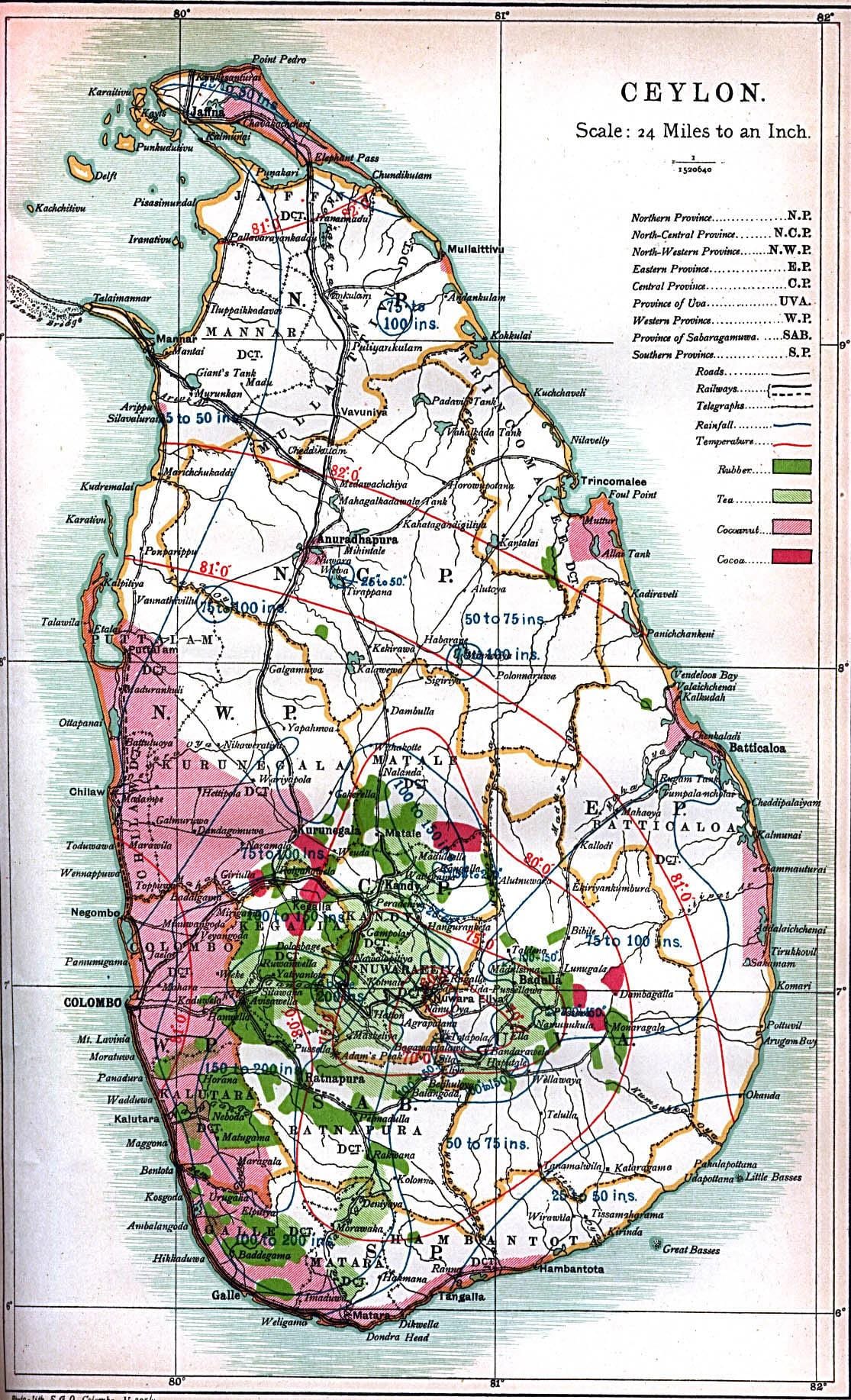 mapa de Ceilán, Sri Lanka