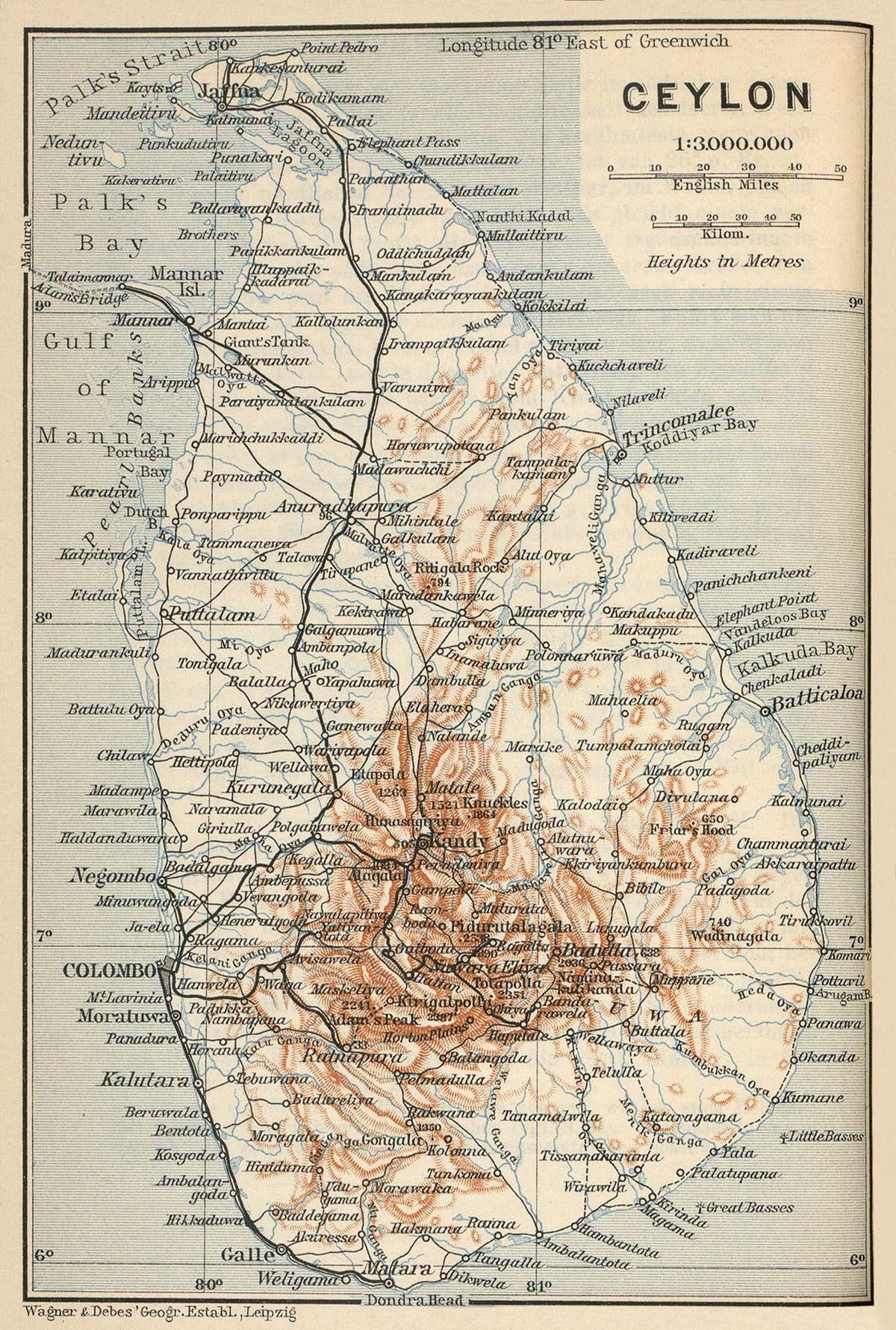Ceilán en el mapa