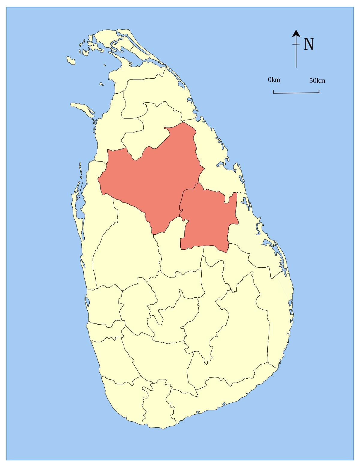la provincia central de Sri Lanka mapa