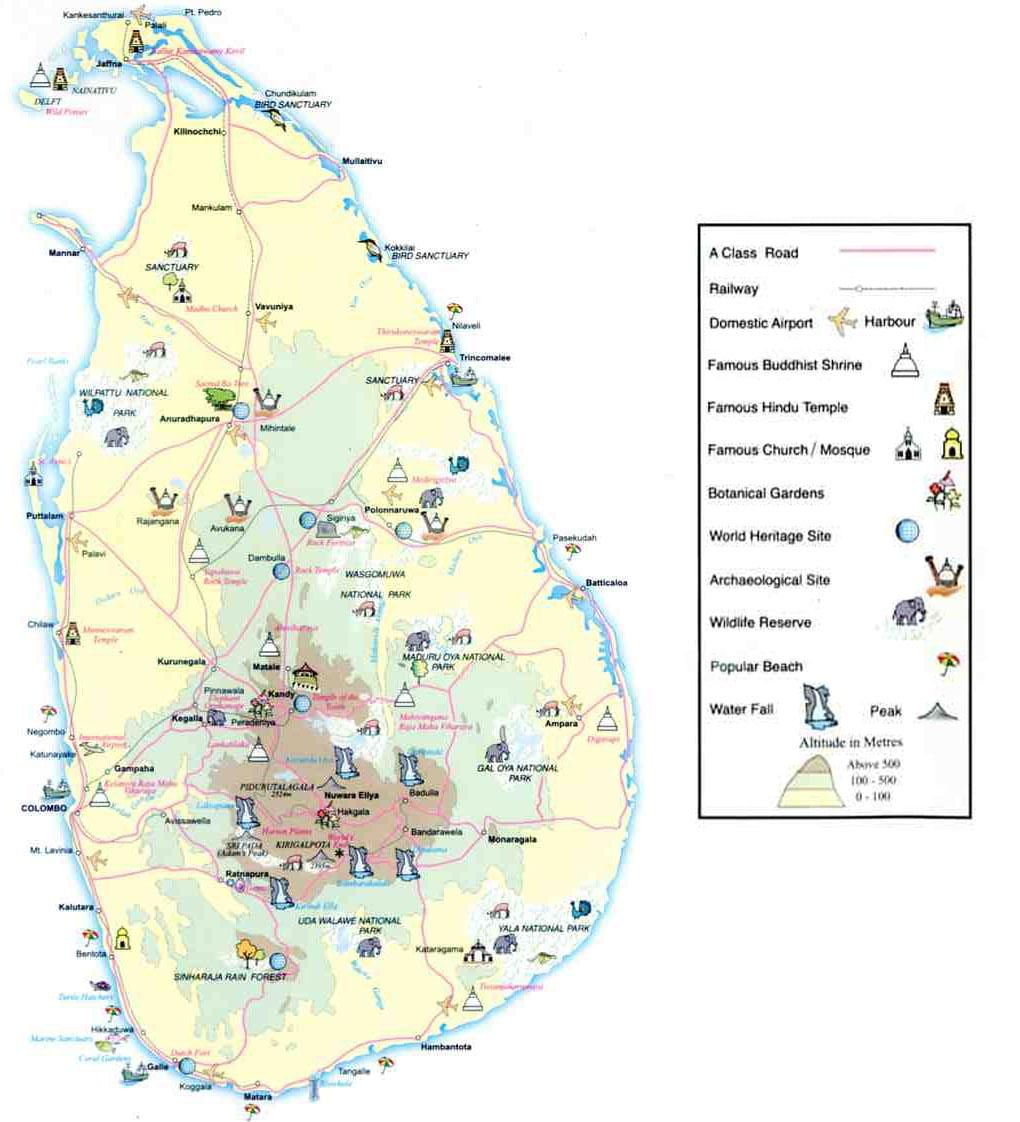 mapa de Sri Lanka información mapa