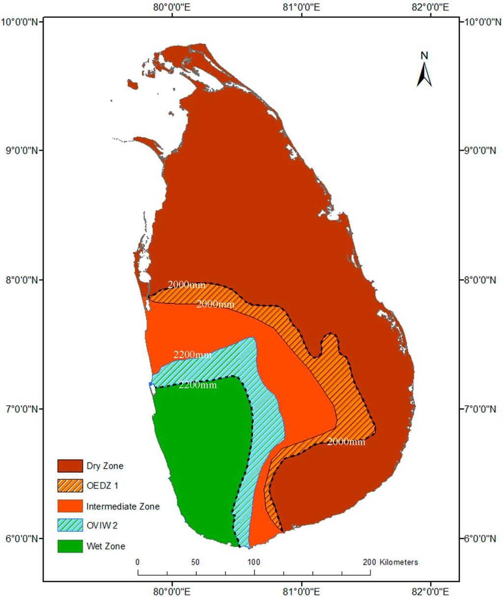 Sri Lanka zona climática mapa