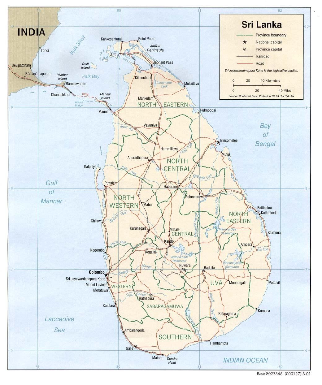 mapa de Sri Lanka cuadrícula
