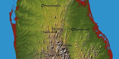 Mapa del país de la colina de Sri Lanka