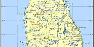 Mapa de lagos en Sri Lanka