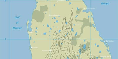 Mapa de mapa de contorno de Sri Lanka