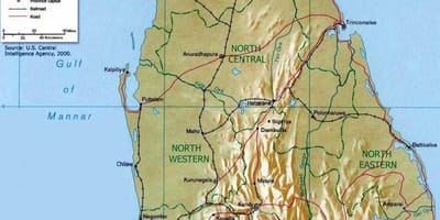 Montañas de Sri Lanka mapa