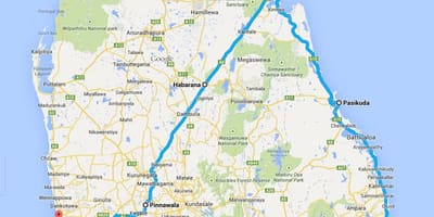 Sri Lanka mejores playas mapa
