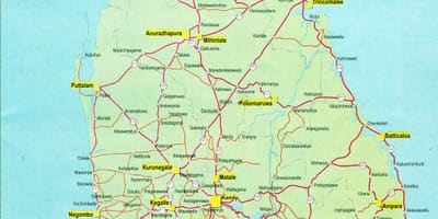 Mapa de mapa turístico de Sri Lanka con la carretera