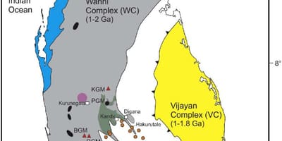 Mapa de minerales en Sri Lanka