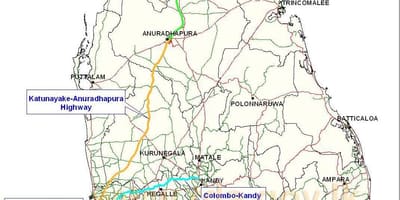 Mapa de Sri Lanka autopista