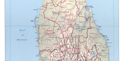 Mapa de Sri Lanka con ciudades