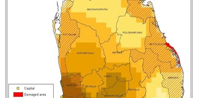 Mapa de la densidad de la población de Sri Lanka