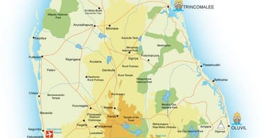 Sri Lanka mapa de puntos de interés
