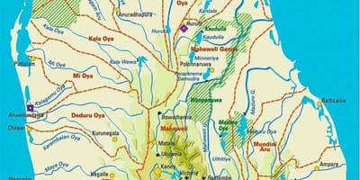 Mapa de Sri Lanka geografía