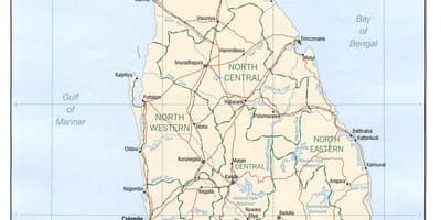 Mapa de Sri Lanka cuadrícula