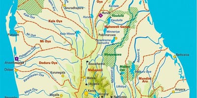 Sri Lanka ríos mapa en tamil