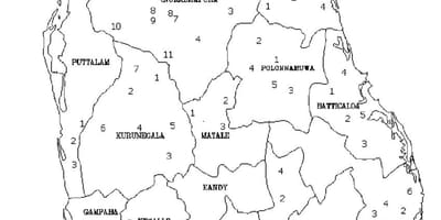Mapa de Sri Lanka mapa en blanco y negro