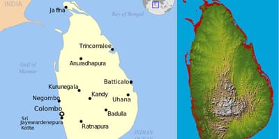 Mapa de Sri Lanka topográficos