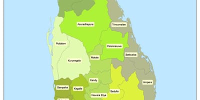 Sri Lanka mapa de distrito en sinhala