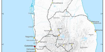 Las rutas de trenes de Sri Lanka mapa