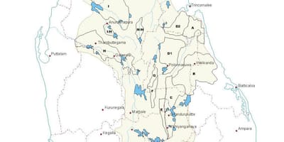 Mapa de los tanques en Sri Lanka